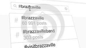 Brazzaville hashtag search through social media posts