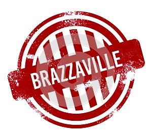 Brazzaville - Red grunge button, stamp