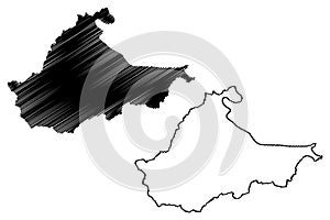 Brcko District Bosnia and Herzegovina, BiH, Bosniaâ€“Herzegovina map vector illustration, scribble sketch Brcko map