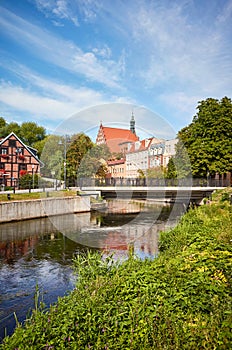 Brda river canal at Mlynska Island in Bydgoszcz, Poland