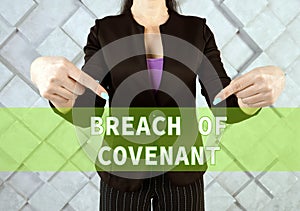 BREACH OF COVENANT text in virtual screen