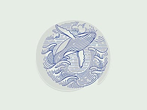 Breaching humpback whale logo