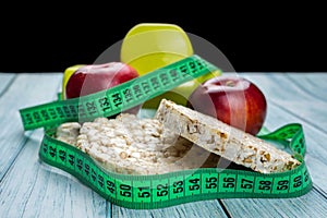 Bread Apple and dumbbells