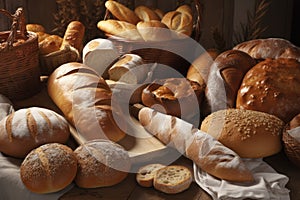 Bread assorted bakery carbs. Generate Ai