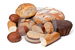 Bread assortment on white