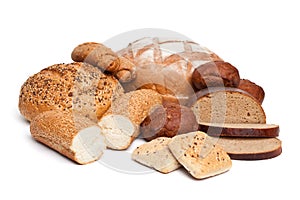 Bread assortment on white