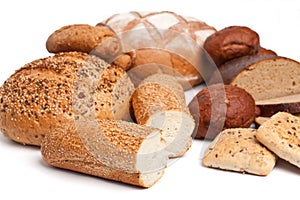 Bread assortment on white