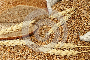 Bread, a bag with wheat and ears