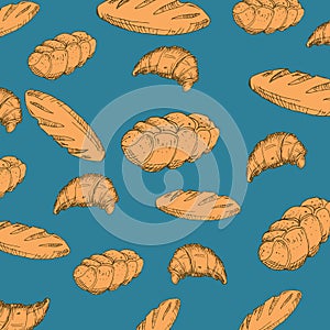 Bakery background. Linear graphic. Bakery collection.  Vector illustration.