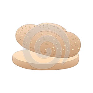 Bread, bakery icon, sliced fresh wheat bread isolated on white background in EPS10