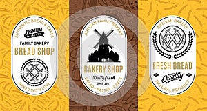 Bread and bakery labels, logo and packaging design