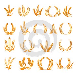 Bread or bakery product emblems decor isolated icons