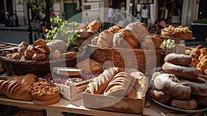 Bread and bakery productset stall in Vienna, Austria.