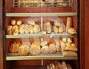 Bread on bakery selves in greece
