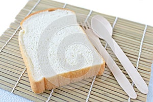 Bread on bamboo background