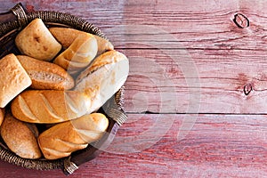 Bread basket filled with fresh rolls