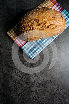 Bread on a black background.