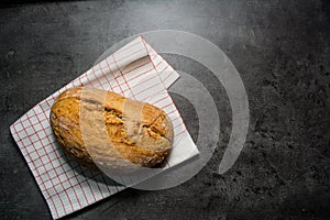 Bread on a black background.