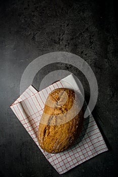 Bread on a black background.