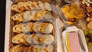 Bread buffet and condiments