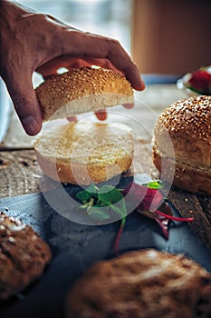 Bread Bun on a wooden table