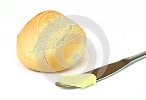 Bread and butter isolated on white