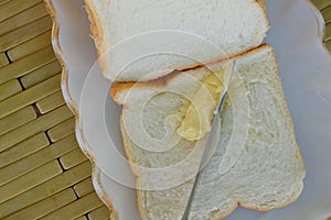 Bread and butter with table knife