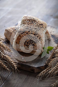 Bread with cereals and flax seeds