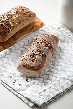 Bread with cereals and flax seeds