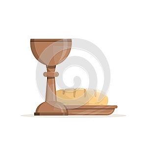 Bread and chalice. Maundy Thursday. Symbols of the Eucharist