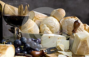 Bread and Cheese with a glass of wine 3