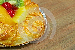 Bread cherry jam Kiwi and pineapple fruit