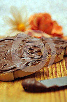 Bread with chocolate spread