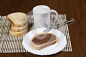 Bread with chocolate spread