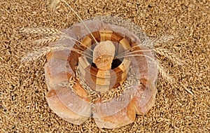 Bread composition on wheat grain.