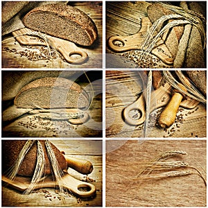 Bread and corn on the wooden table