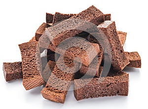 Bread croutons isolated on a white.