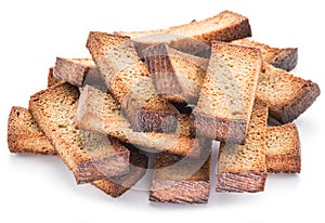 Bread croutons isolated on a white