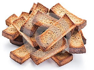 Bread croutons isolated on a white.