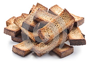 Bread croutons isolated on a white.