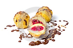 Bread crumb dumplings with cherry