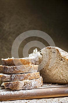 Bread cut in slices