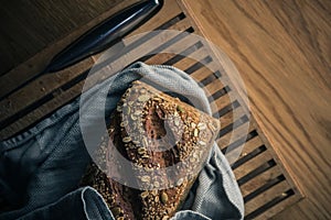 Bread on cutting board