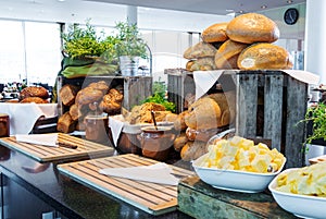 Bread display at a hotel buffet