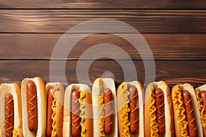 bread dog american sauce food background sausage hot ketchup meat fast. Generative AI.