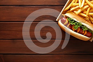 bread dog sauce meat american background fast hot sandwich food sausage. Generative AI.