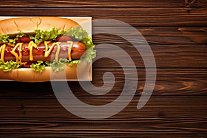 bread dog sauce sausage hot meat background american food fast vegetable. Generative AI.