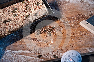 Bread dough in a baking pan