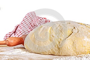 Bread dough on a cutting board
