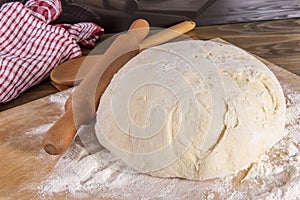 Bread dough on a cutting board